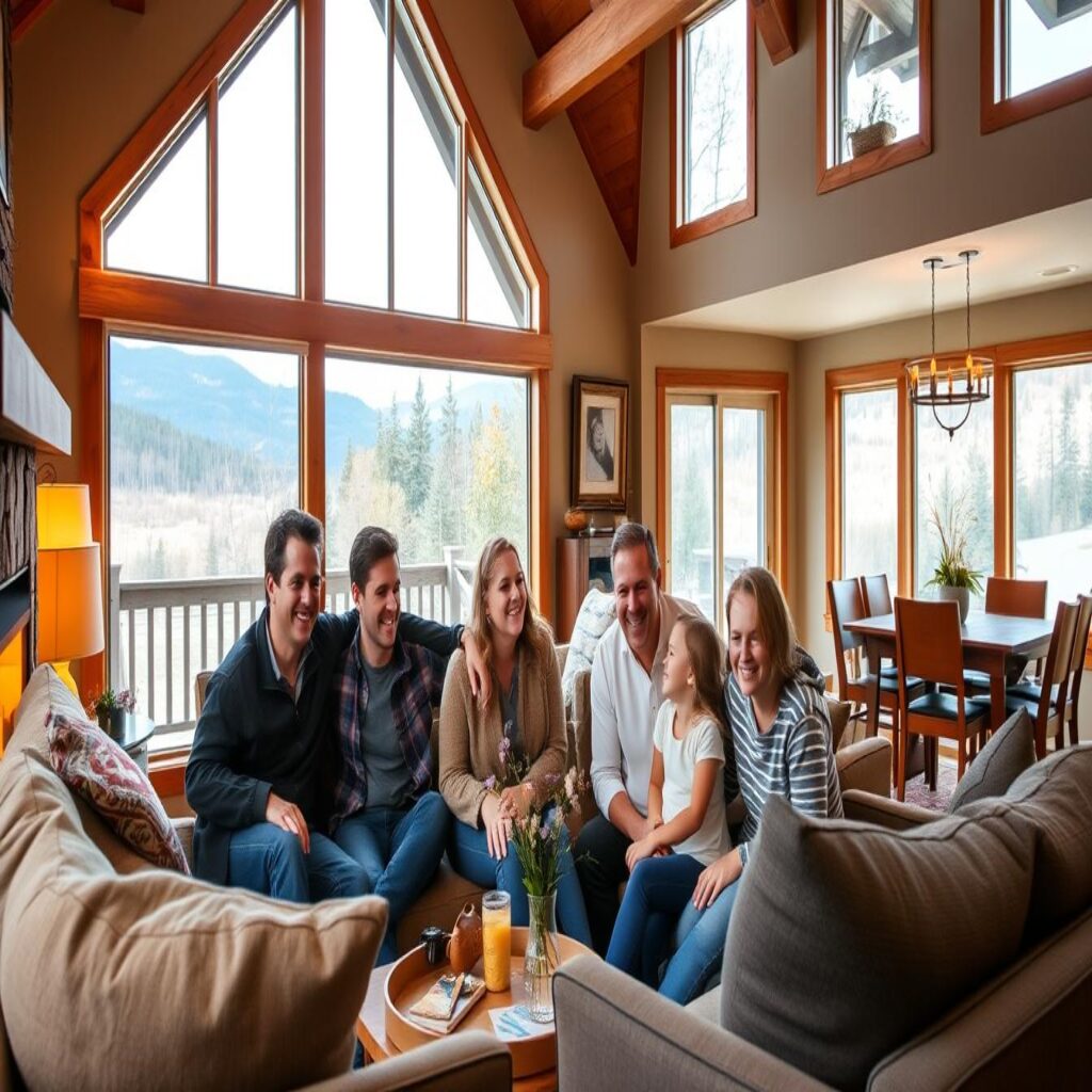 Family enjoying a Vermont vacation rental with mountain views Family enjoying a Vermont vacation rental with mountain views