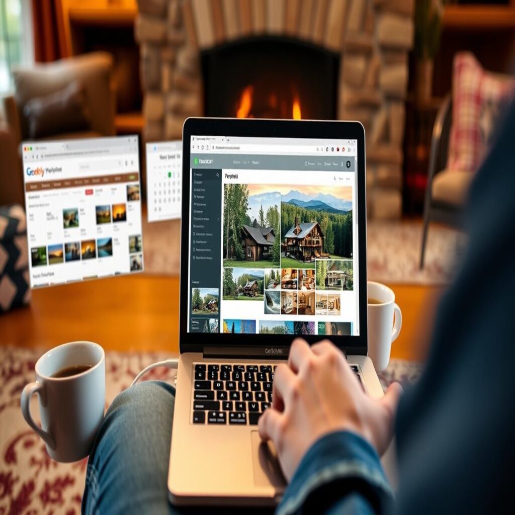Person booking a Vermont vacation rental online Person booking a Vermont vacation rental online