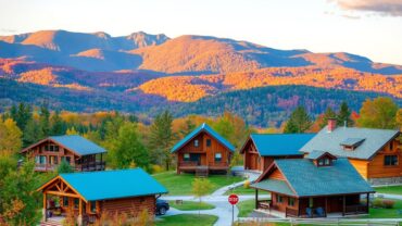 Scenic view of Vermont vacation rentals with mountains in the background